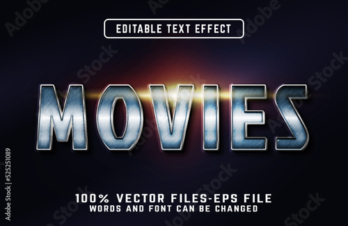 Movies 3d realistic text effect premium vectors