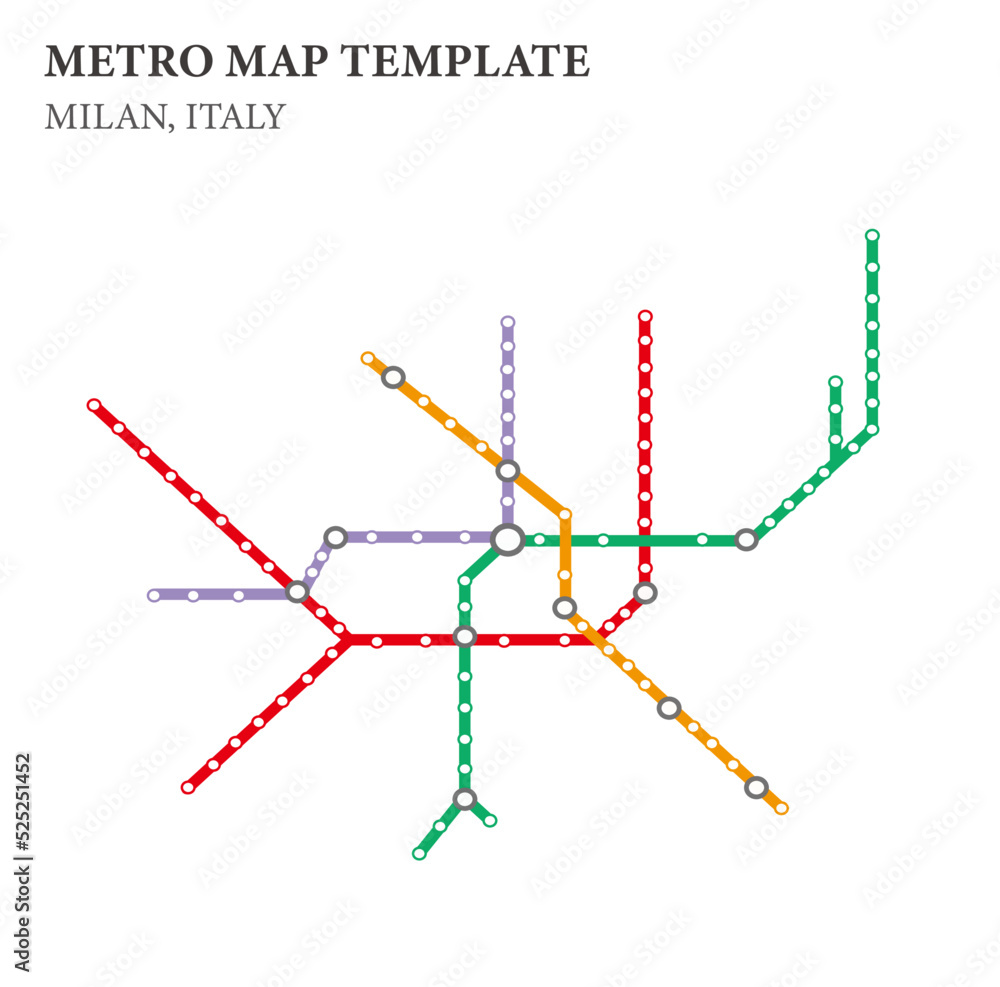 Obraz premium illustration/vector of metro map template, milan city, italy, background, clear template for business presentation and marketing