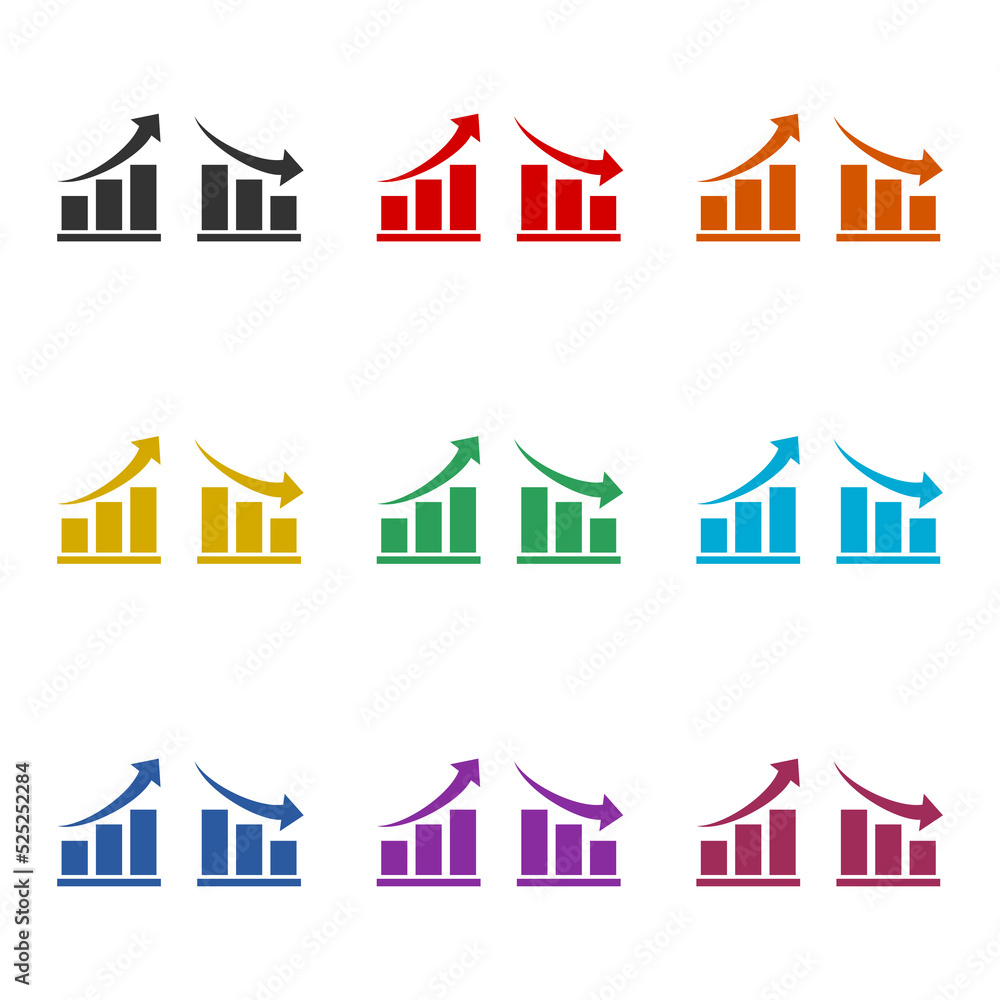 Financial arrows up and down icon. Set icons colorful
