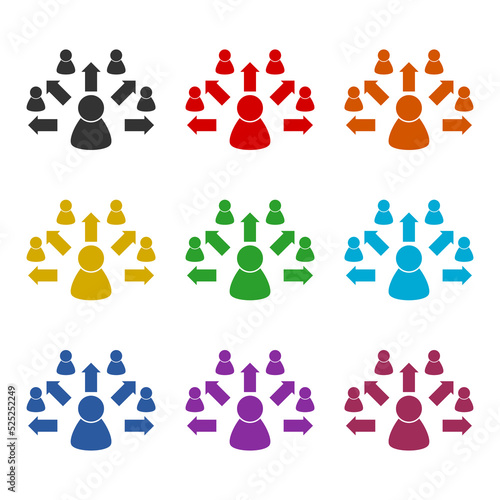 Connection or contact tracing concept icon. Set icons colorful