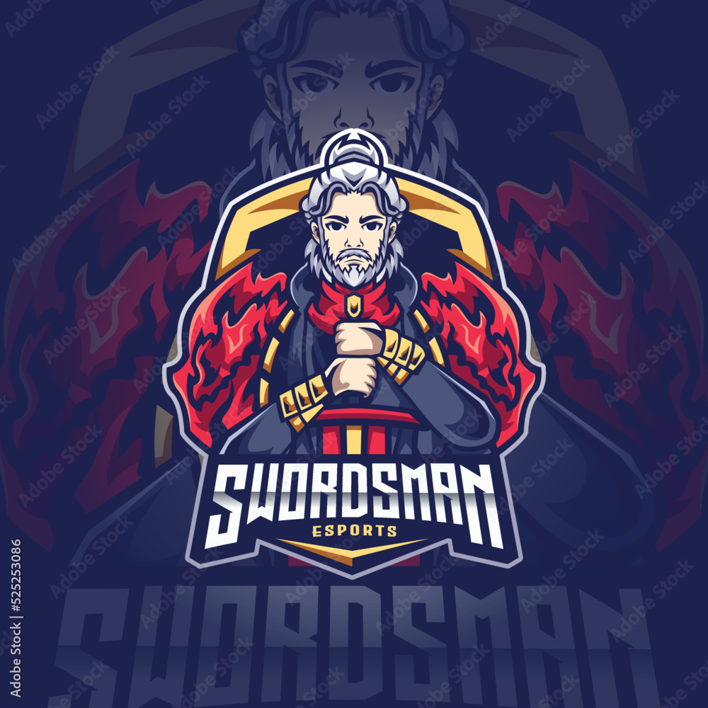 Swordsman Mascot Esport Logo Design Illustration For Gaming Club