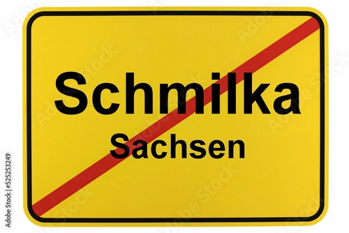 Illustration eines Ortsschildes von Schmilka in Sachsen photo