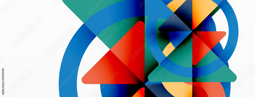 Creative geometric wallpaper. Minimal abstract background. Triangles and circles composition vector illustration for wallpaper banner background or landing page Creative geometric wallpaper. Minimal abstract background. Triangles and circles composition vector illustration for wallpaper banner background or landing page