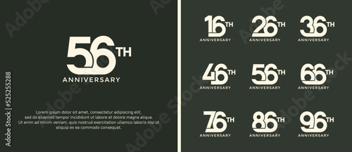 set of anniversary logotype white color on green background for celebration moment