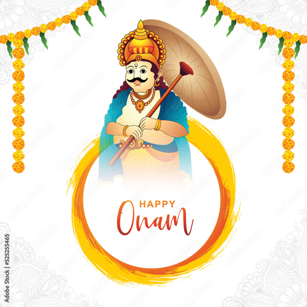 Naklejka premium Happy onam festival of south india kerala holiday card background