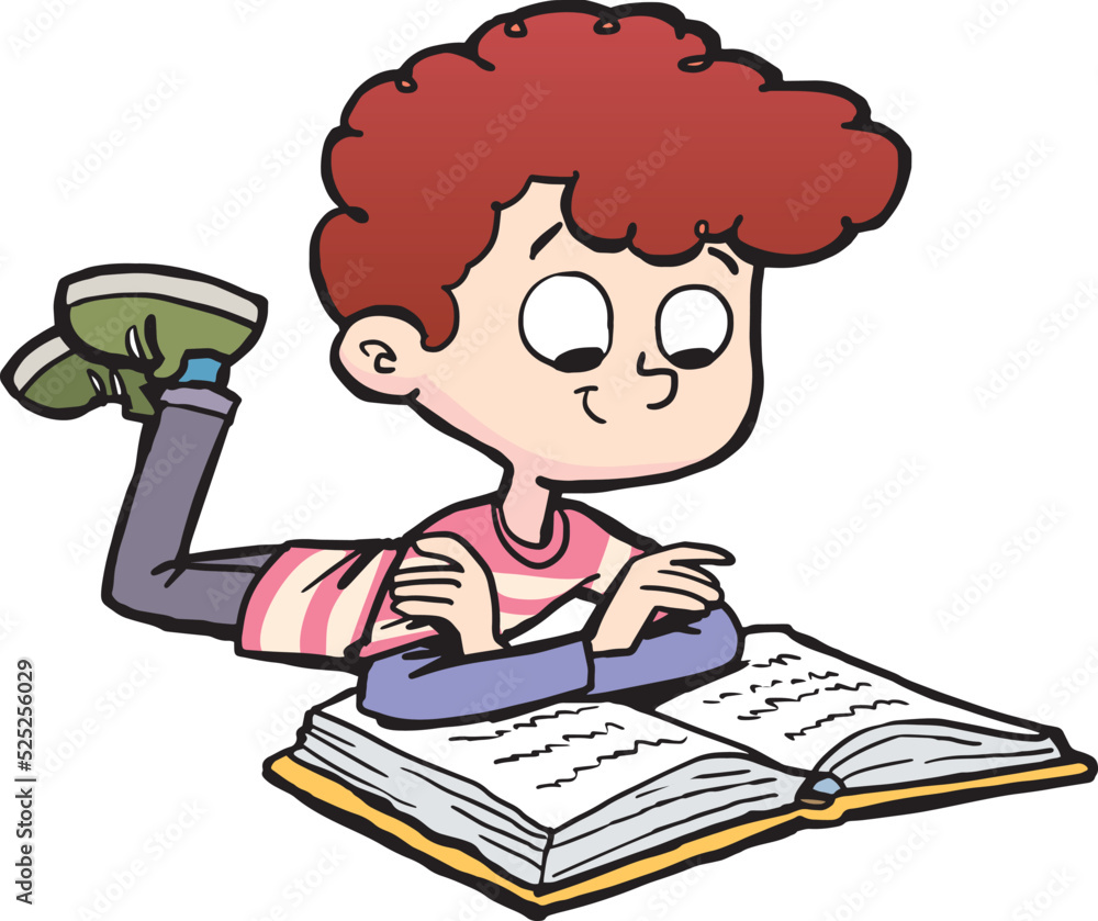 boy is reading a book lying on his stomach boy is reading a book lying on his stomach