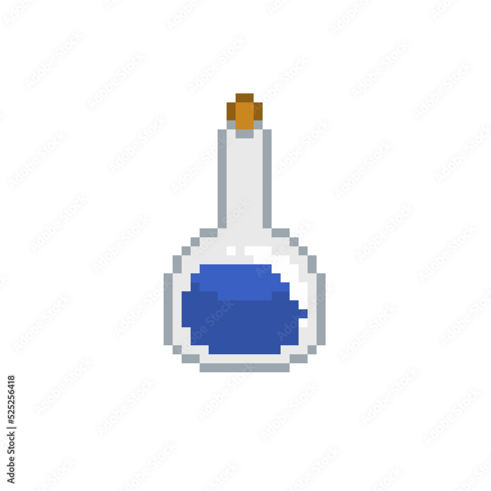 Individual Of Potion Bottle, Pixel Art, Blue Individual Of Potion Bottle, Pixel Art, Blue