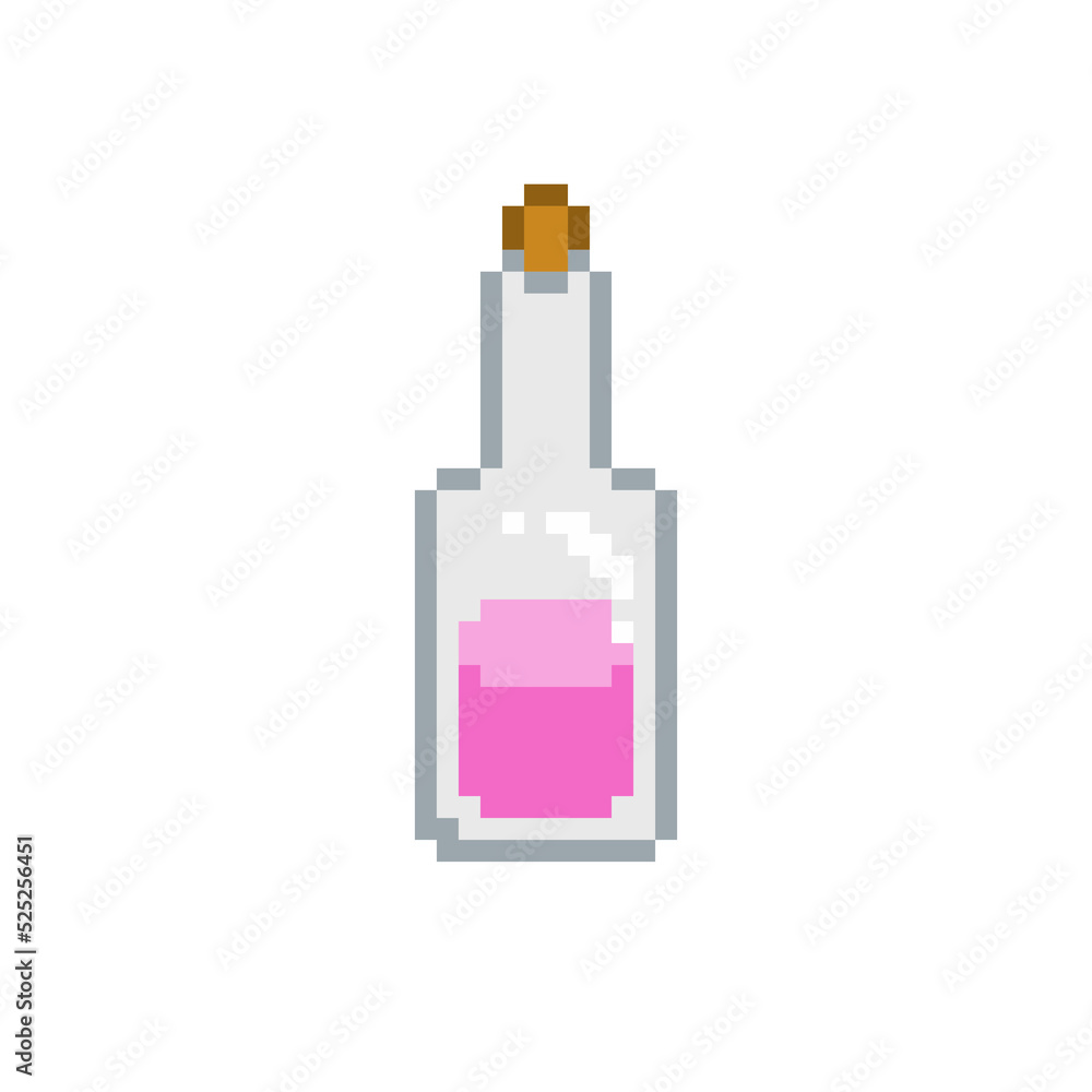 Individual Of Potion Bottle, Pixel Art, Pink Individual Of Potion Bottle, Pixel Art, Pink