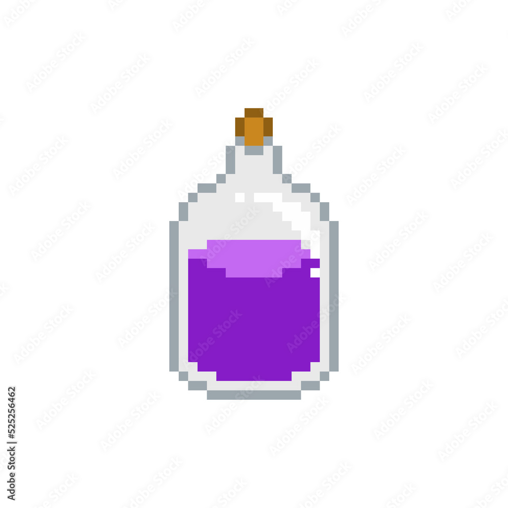 Individual Of Potion Bottle, Pixel Art, Purple Individual Of Potion Bottle, Pixel Art, Purple