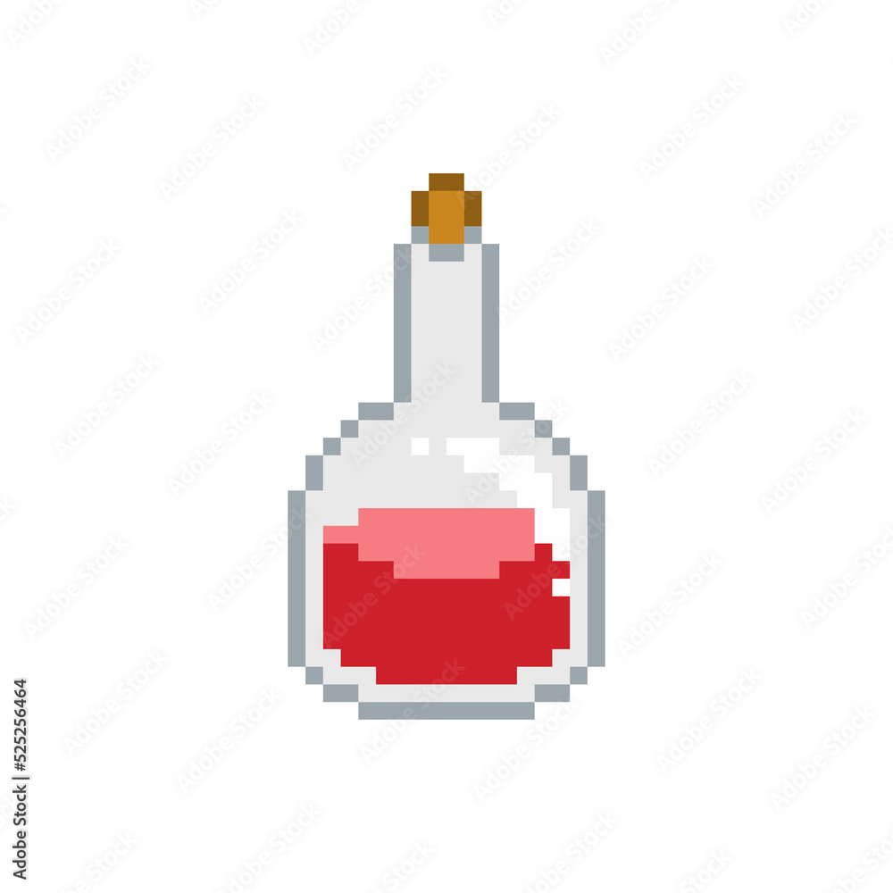 Individual Of Potion Bottle, Pixel Art, Red Individual Of Potion Bottle, Pixel Art, Red