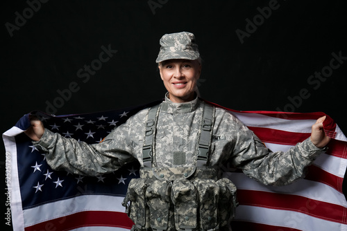 Mature female soldier with ...