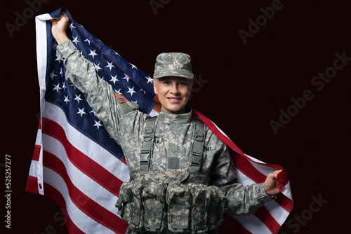 Mature female soldier with ...
