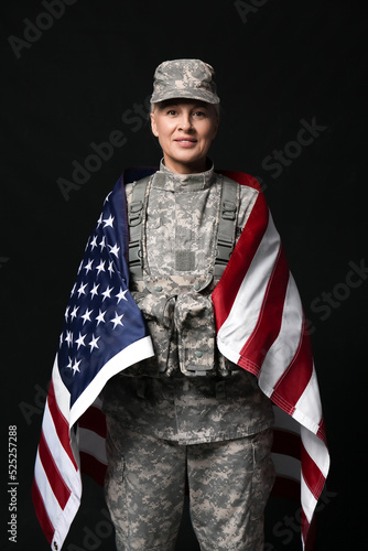 Mature female soldier with ...