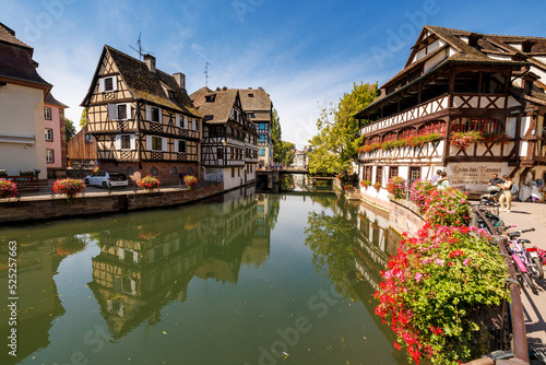 Timber-framed house at ill in La Petite France in Strasbourg in Alsace