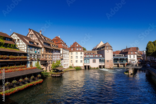 Timber-framed houses at ill in La Petite France in Strasbourg in Alsace