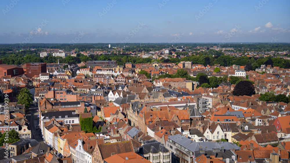 Aerial view of Bruges from the Belfry