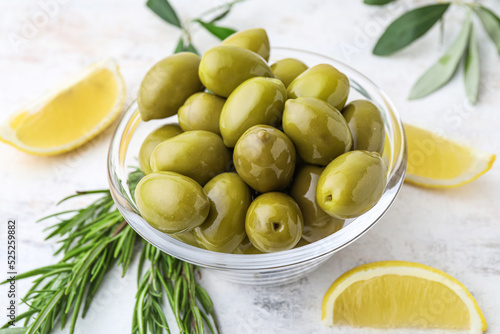 Glass bowl with tasty green...
