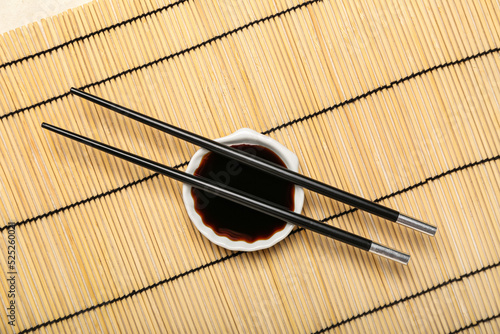 Bowl of soy sauce and chops...