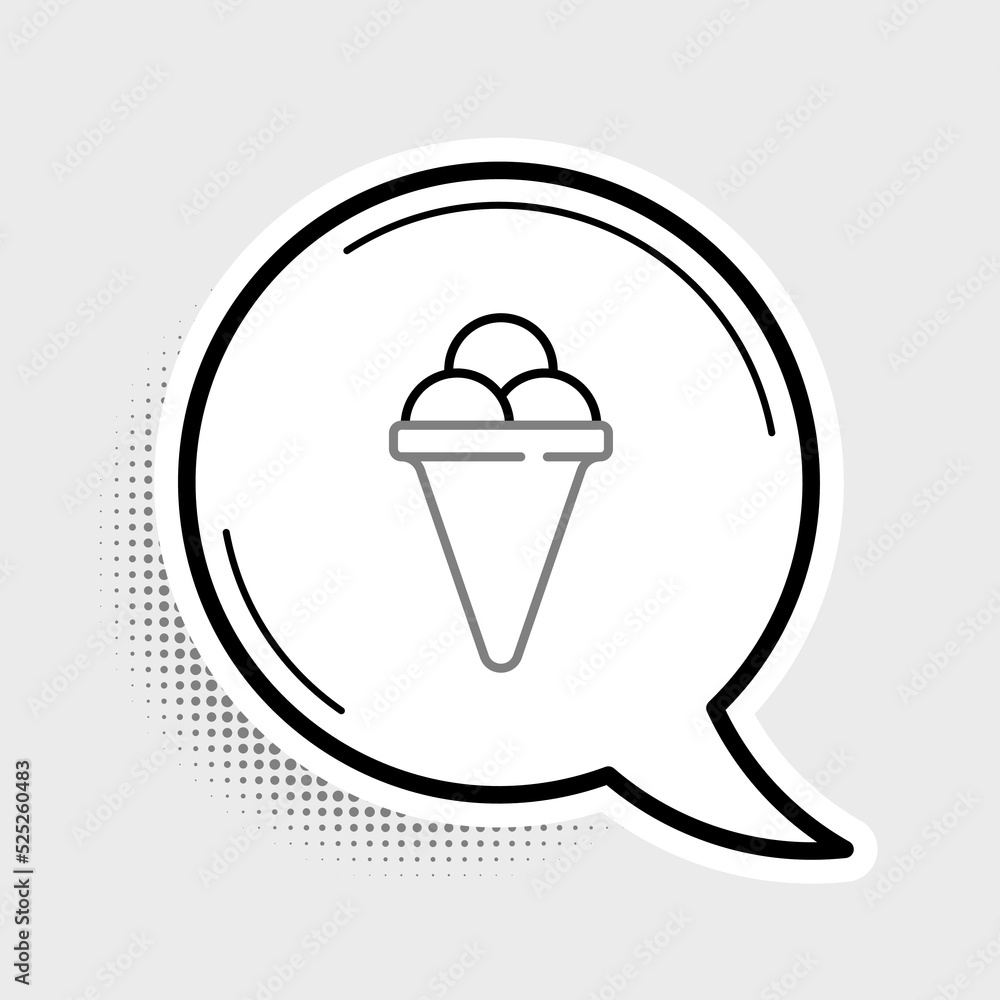 Line Ice cream in waffle cone icon isolated on grey background. Sweet symbol. Colorful outline concept. Vector Line Ice cream in waffle cone icon isolated on grey background. Sweet symbol. Colorful outline concept. Vector