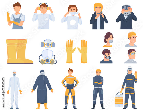 Protective Equipment Flat Icon Set