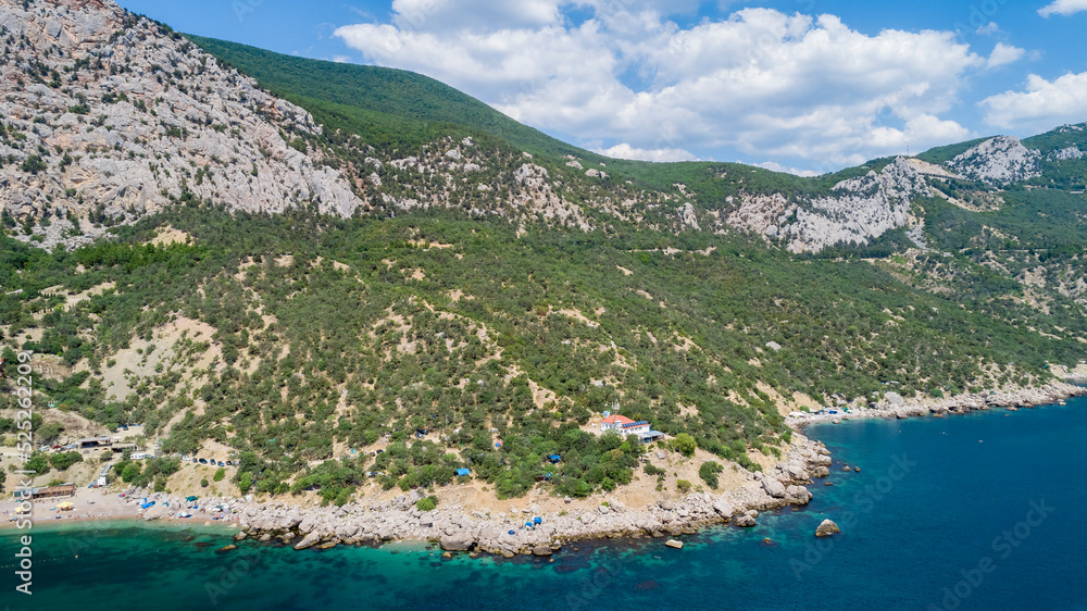 Mountains on the coast of Crimea. drone