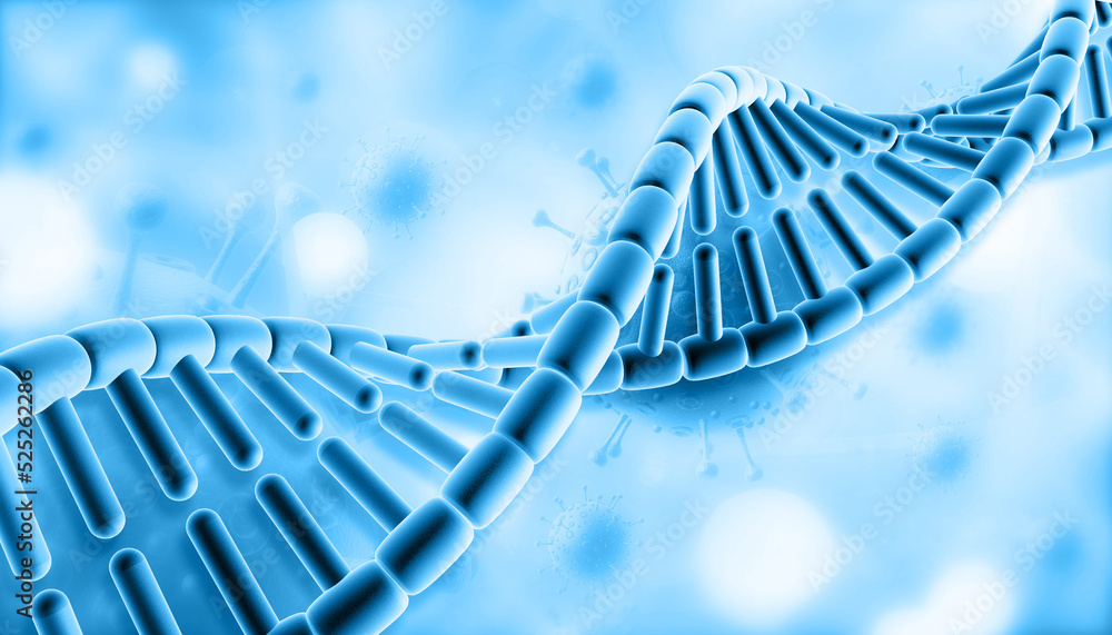 DNA strand on scientific background. 3d illustration.