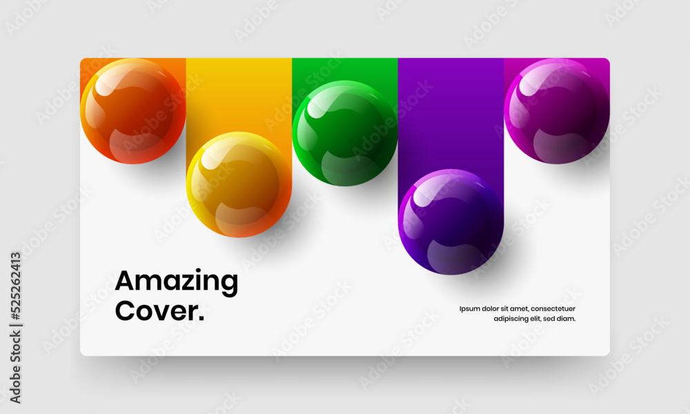 Multicolored cover design vector illustration. Modern 3D spheres site template.