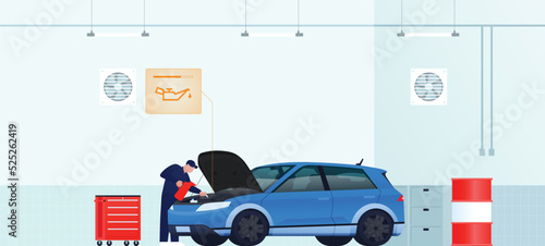 Car Workshop Vector Illustration