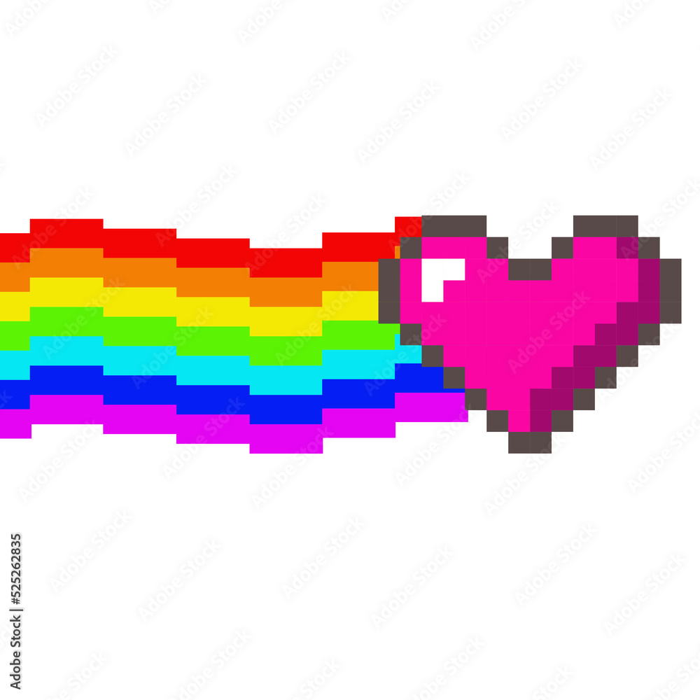 heart and rainbow pixels