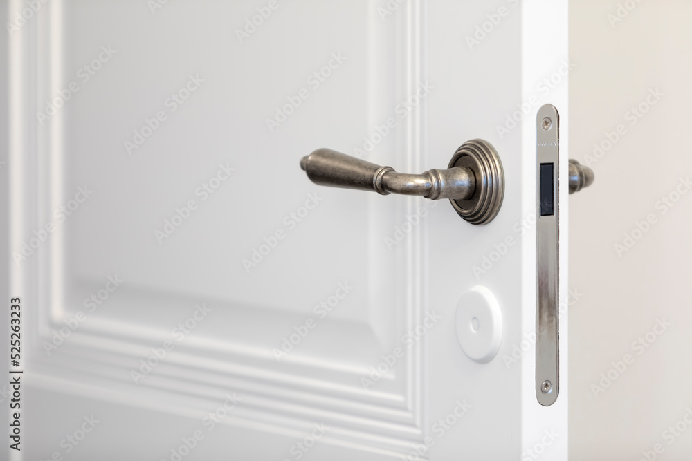 Door handle and lock on the interior door Door handle and lock on the interior door