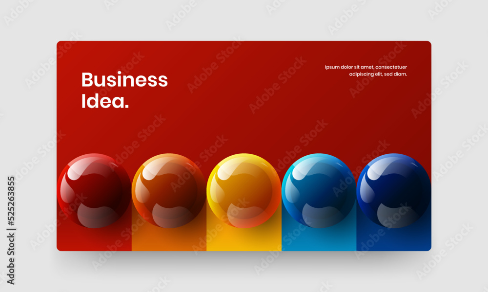 Clean leaflet design vector illustration. Trendy 3D spheres company identity concept.
