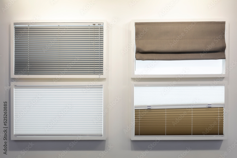 Standard with blinds of different designs and colors Standard with blinds of different designs and colors