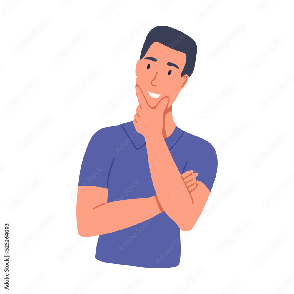The man thought about it. Flat vector illustration The man thought about it. Flat vector illustration