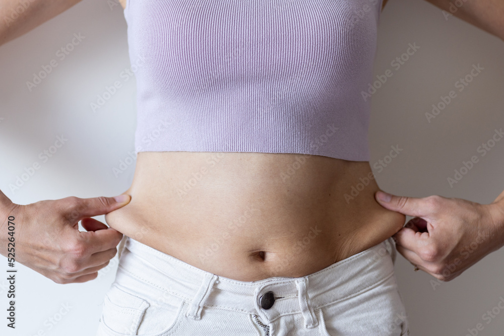 Cropped Image Of Overweight Woman Tucking Hiding Fat Naked Big bulletin