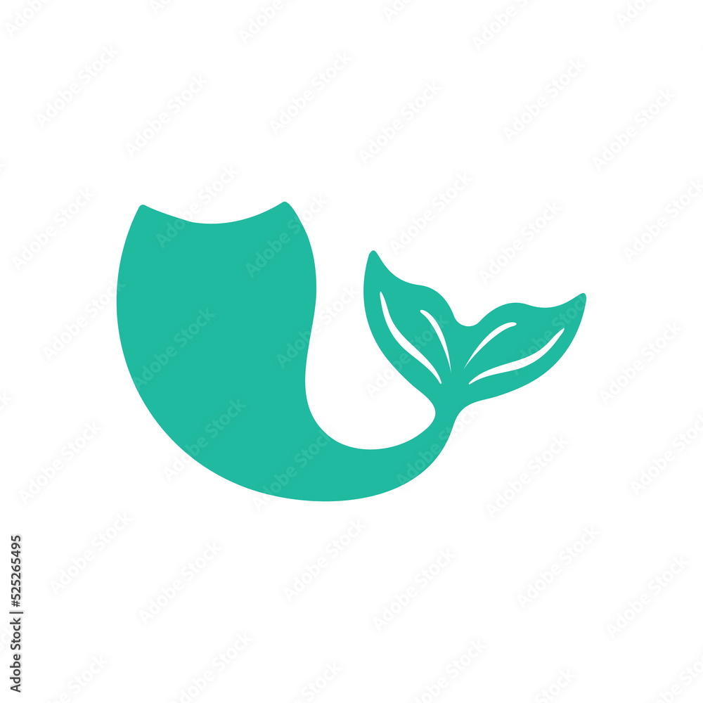Fototapeta premium Beautiful mermaid tail vector Ocean mermaid tail design Isolated on white background