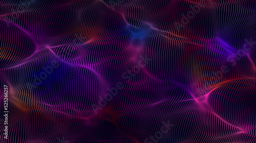 Vector abstract design of colorful particle waves.Smooth waves of dots. Elegant particle flow. Elegant technology background for futuristic designs.