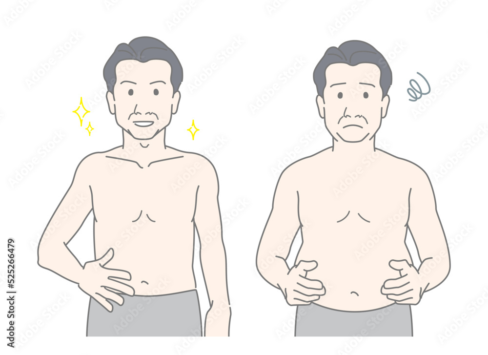 中年男性・おじさん 体型 メタボ 健康 ビフォーアフター 中年男性・おじさん 体型 メタボ 健康 ビフォーアフター