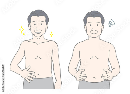 中年男性・おじさん　体型　メタボ　健康　ビフォーアフター