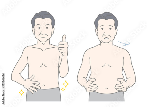 中年男性・おじさん　体型　メタボ　健康　ビフォーアフター