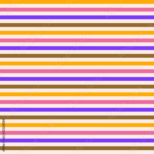 Horizontal stripped seamless pattern. Abstract geometric background graphic design. Colorful lines classic seamless textile print in style retro 70s, 80s. Vector illustration