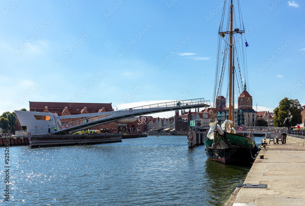 The Draw Footbridge over the Motława River in Gdansk