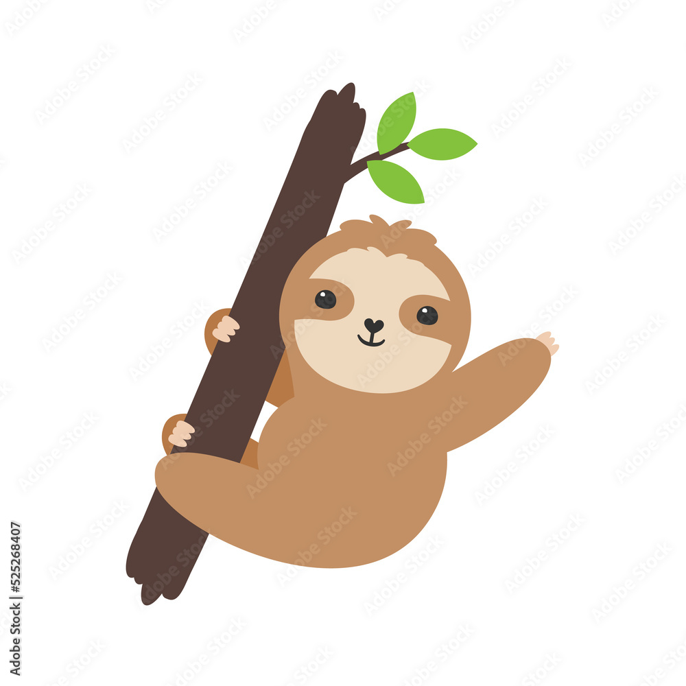 Obraz premium Vector Cartoon Slot Sleep Slowly moving slots hang on trees in various poses.