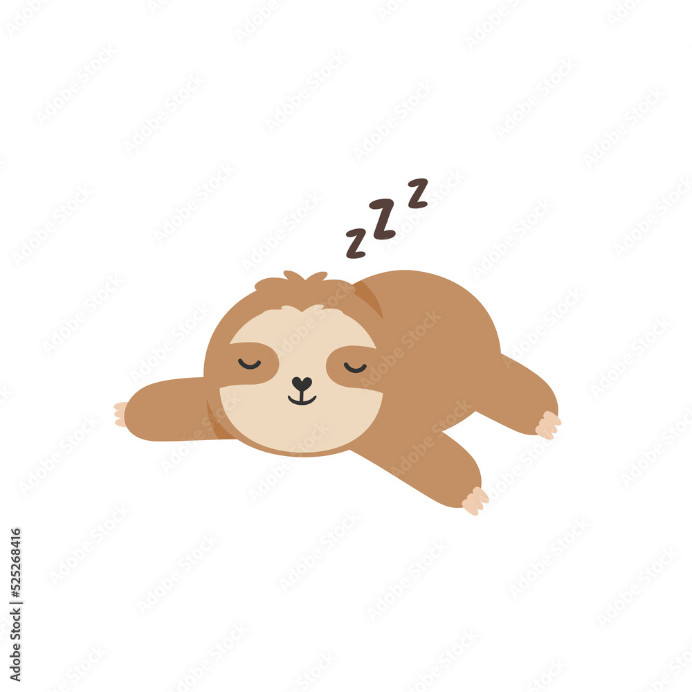 Obraz premium Vector Cartoon Slot Sleep Slowly moving slots hang on trees in various poses.
