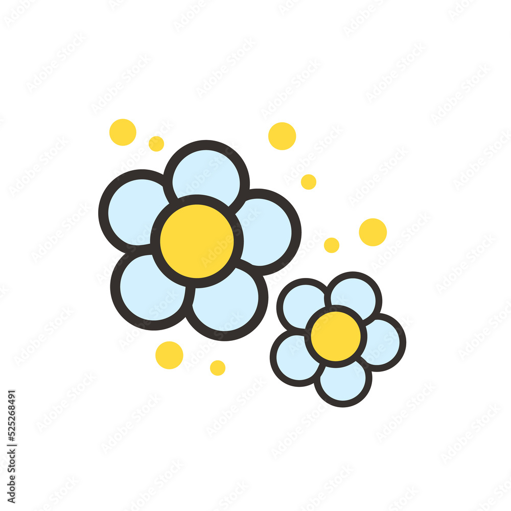 Cute bee cartoon character vector Hexagon honeycomb and flower isolated on white background.