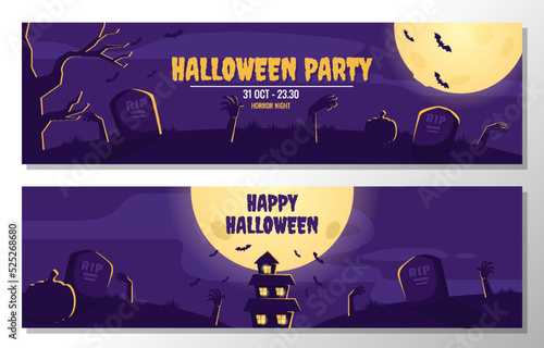 halloween background in flat style vector stock illustration. halloween party night template design.