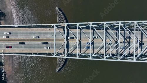 Top down aerial of Delaware River Turnpike Toll Bridge. Border between PA and NJ. photo