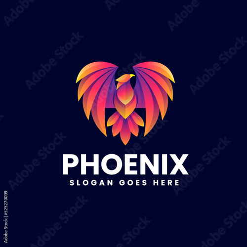 Vector Logo Illustration Phoenix Gradient Colorful Style.