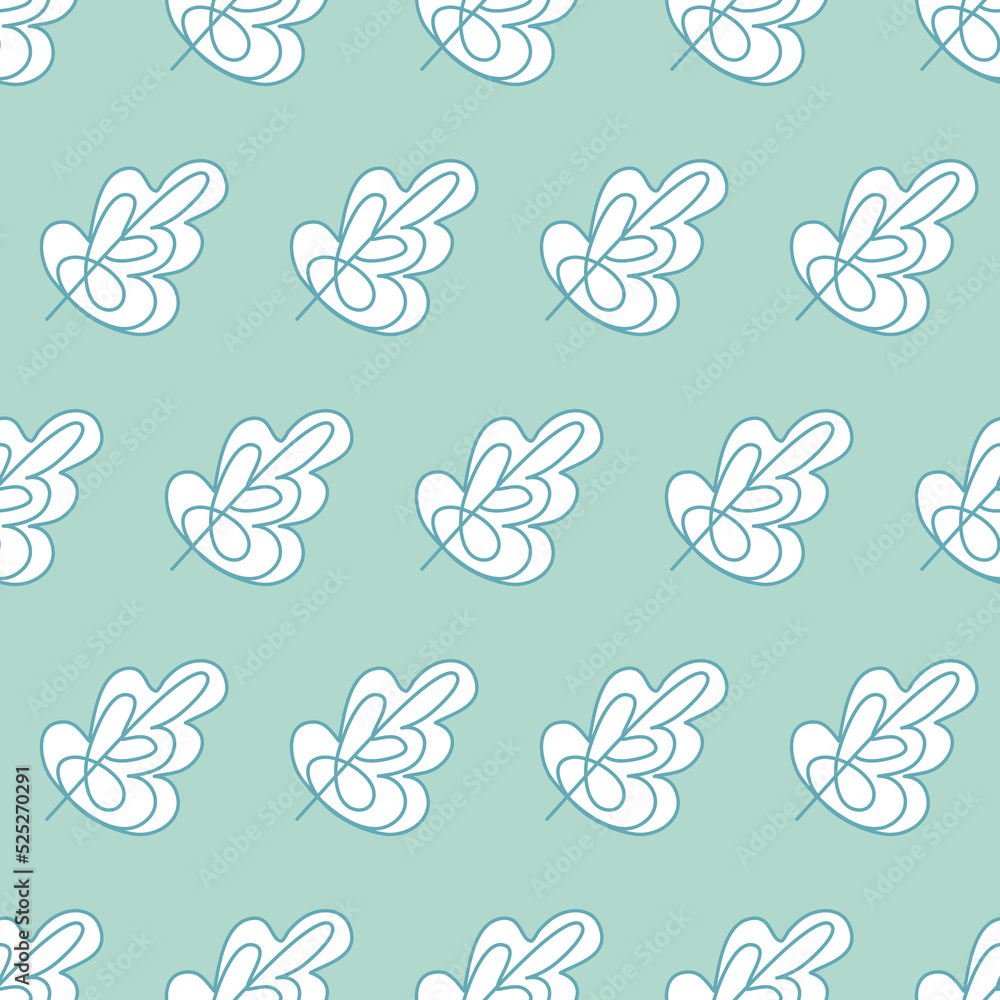 White mint green autumn leaf seamless pattern for design illustration White mint green autumn leaf seamless pattern for design illustration