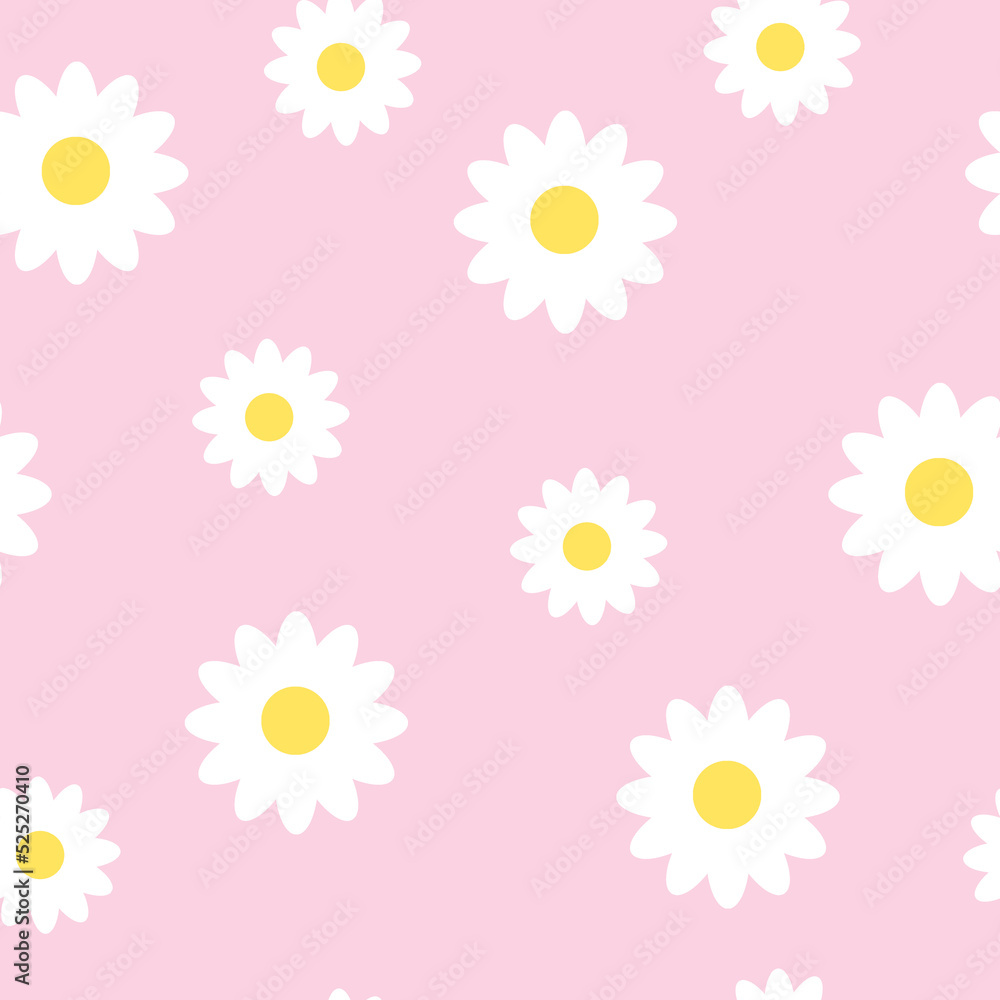Chamomiles on a pink background seamless pattern Chamomiles on a pink background seamless pattern
