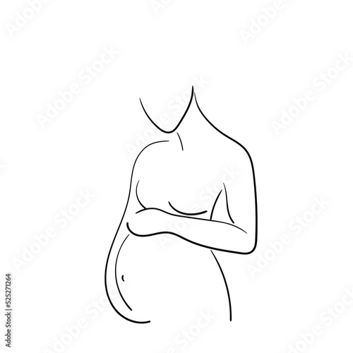 Pregnant Woman Continuous Line Drawing. Single Line Drawing of Woman Pregnancy. Happy Mother Day Minimalist Abstract Illustration for Card, Banner, Poster, Logo Design. Vector EPS 10.